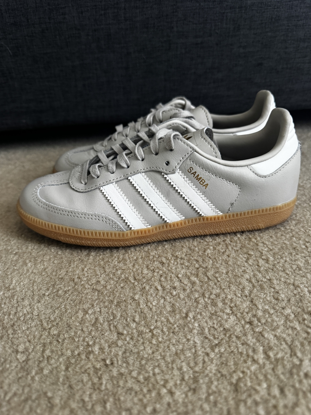 Adidas Samba Big Kid's Athletic Sneakers - Grey/White with Gum Sole